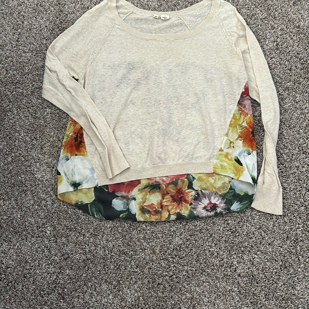 Anthropologie Moth Cream Asymmetrical sweater, size small